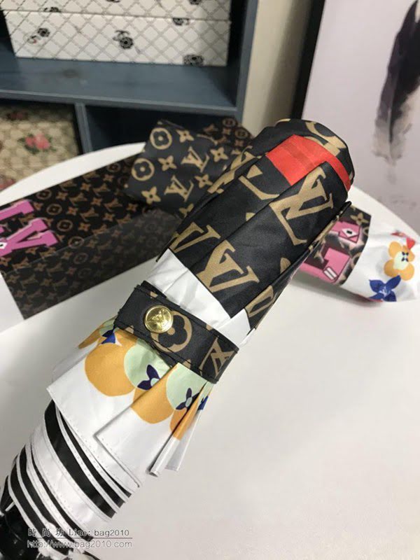 LV路易威登傘 最新爆款 專櫃夏季新款 全自動折疊晴雨傘 防曬隔熱 防紫外線  zm1083